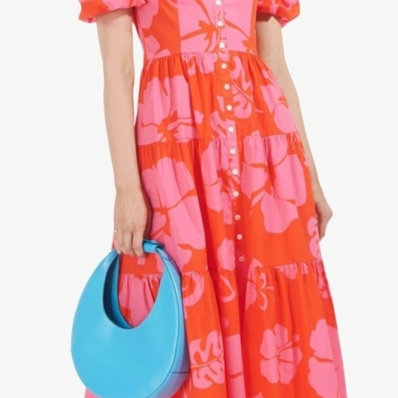 STAUD Red and Pink Dress - Picture 1 of 9